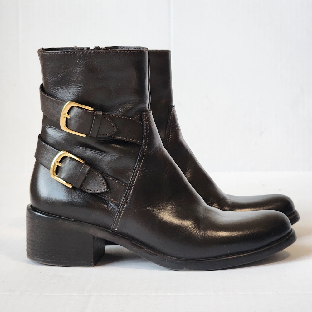 Emanuele Crasto Italy 38/7 Brown Soft Leather Biker Moto Combat Boots Edgy comfy